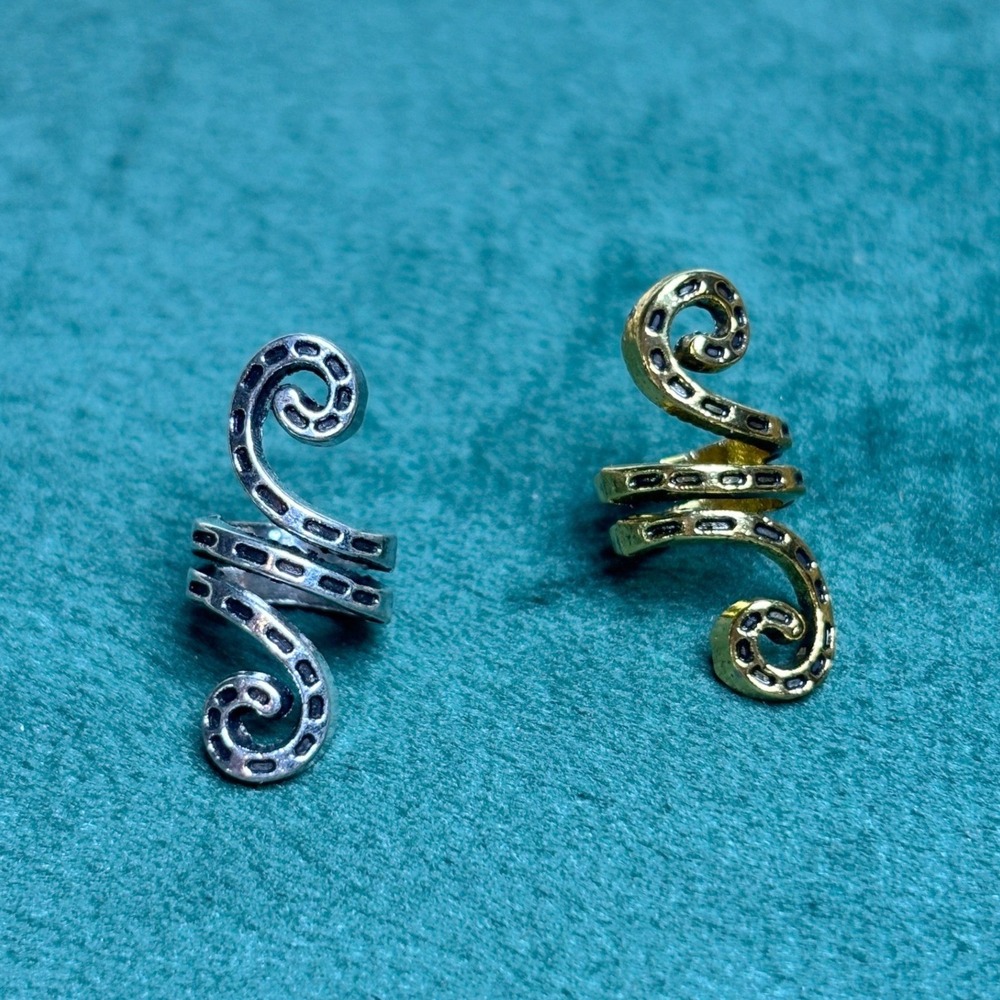 Set of 2 Dreadlock Cuffs Hair Charms Zinc Alloy Spiral Braid Jewelry Gold Silver